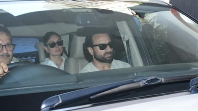 Kareena Kapoor and Saif Ali Khan were seen arriving in their car. Kareena Kapoor and Saif Ali Khan were seen arriving in their car.
