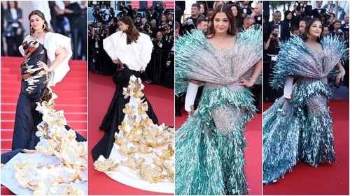 Aishwarya Rai arrives at the 2024 Cannes Film Festival in custom Falguni Shane Peacock. (Instagram) Aishwarya Rai arrives at the 2024 Cannes Film Festival in custom Falguni Shane Peacock. (Instagram)