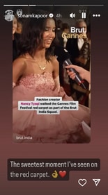 Sonam Kapoor praised Nancy Tyagi's Cannes debut.