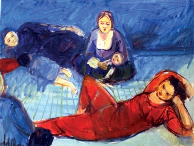 A painting by Iqbal Hussain mixes the sad reality of the Heera Mandi girls. A painting by Iqbal Hussain mixes the sad reality of the Heera Mandi girls.
