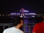 Phase 5 of Lok Sabha elections: The Bandra - Worli sea link is illuminated awareness of Voting ahead of Lok Sabha Election, in Mumbai, India, on Thursday, May 16, 2024. (Photo by Bhushan Koyande/HT Photo)