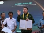 Elon Musk arrived in Indonesia's resort island of Bali to launch Starlink satellite internet service in the world's largest archipelago nation. Elon Musk arrived in Indonesia's resort island of Bali to launch Starlink satellite internet service in the world's largest archipelago nation.