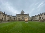 London: A sculpture by artist Tony Cragg seen in the foreground of Castle Howard in northern England as part of a new exhibition. 