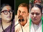 BJP's Smriti Irani, Rahul Gandhi of the Congress and RJD leader Rohini Acharya. BJP's Smriti Irani, Rahul Gandhi of the Congress and RJD leader Rohini Acharya.