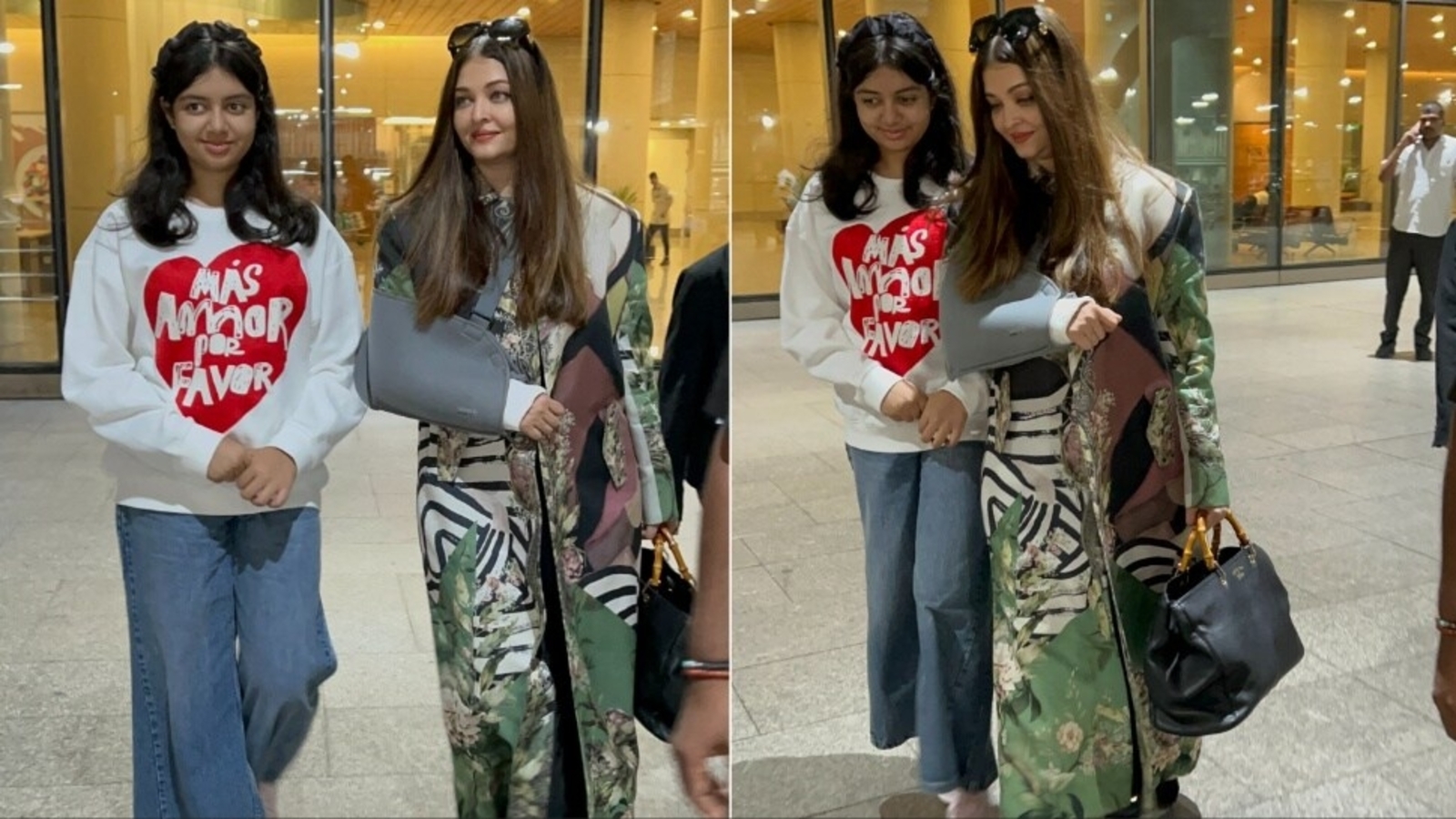 Aaradhya Bachchan refuses to leave her injured mom Aishwarya Rai's side as they return to Mumbai from Cannes. Watch - Vimarsana News