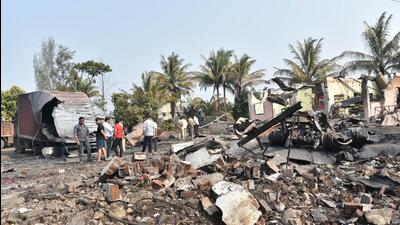 A loud explosion was heard at Sablewadi, Shel Pimpalgaon, Rase, Bhose and Kadachiwadi villages located in the neighbourhood of the accident spot.Some houses even reported damage. (HT PHOTO) A loud explosion was heard at Sablewadi, Shel Pimpalgaon, Rase, Bhose and Kadachiwadi villages located in the neighbourhood of the accident spot.Some houses even reported damage. (HT PHOTO)