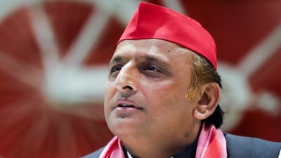 Samajwadi Party (SP) chief Akhilesh Yadav addresses a press conference. (ANI)