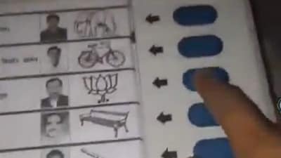 The two-minute-long video shows the youngster voting for the BJP candidate Mukesh Rajput on the EVM. (X/Congress)