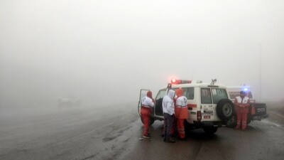 Rescue teams are seen near the site of the incident of the helicopter carrying Iranian President Ebrahim Raisi in Varzaghan in northwestern Iran, (AP) Rescue teams are seen near the site of the incident of the helicopter carrying Iranian President Ebrahim Raisi in Varzaghan in northwestern Iran, (AP)
