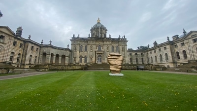 London: A sculpture by artist Tony Cragg seen in the foreground of Castle Howard in northern England as part of a new exhibition. (PTI Photo) London: A sculpture by artist Tony Cragg seen in the foreground of Castle Howard in northern England as part of a new exhibition. (PTI Photo)