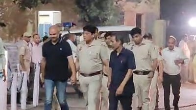 Delhi CM Arvind Kejriwal's aide Bibhav Kumar being brought to Tis Hazari Court in the case of alleged assault on AAP MP Swati Maliwal (PTI) Delhi CM Arvind Kejriwal's aide Bibhav Kumar being brought to Tis Hazari Court in the case of alleged assault on AAP MP Swati Maliwal (PTI)