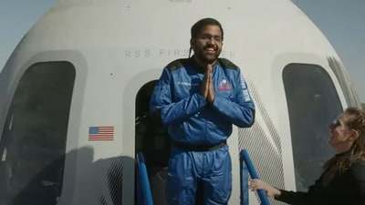 Gopichand Thotakura, an Indian-origin entrepreneur and pilot, is part of the Blue Origin New Shepard -25 mission, which embarked on its seventh human flight on Sunday. (Blue Origin)