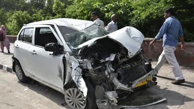 The mangled remains of a car that was involved in an accident on the Ring Road. (HT Archive) The mangled remains of a car that was involved in an accident on the Ring Road. (HT Archive)