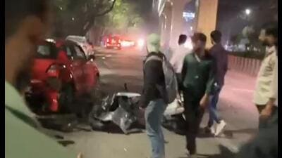 The police suspect that the minor who was driving the Porsche which hit the two-wheeler, killing the two riders, had consumed alcohol. (HT PHOTO)