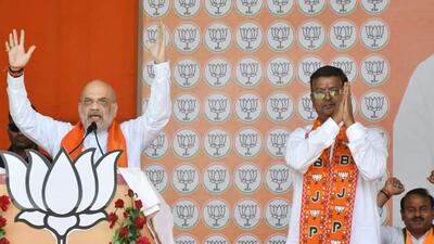 Union home minister Amit Shah addressing a public meeting in Allahabad parliamentary constituency. (HT Photo) Union home minister Amit Shah addressing a public meeting in Allahabad parliamentary constituency. (HT Photo)