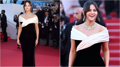 Selena Gomez dazzles in Saint Laurent gown with off-the-shoulder detailing at 77th Cannes Film Festival. Selena Gomez dazzles in Saint Laurent gown with off-the-shoulder detailing at 77th Cannes Film Festival.