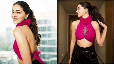 Ananya's head-turning outfit is straight from the shelves of renowned fashion designer Rahul Mishra. Keeping her accessories to a minimum to let her outfit take centre stage, she accessorised her look with a pair of green heart shaped stud earrings and a pair of high heels which perfectly complemented her chic look. ( Instagram/@ananyapanday) Ananya's head-turning outfit is straight from the shelves of renowned fashion designer Rahul Mishra. Keeping her accessories to a minimum to let her outfit take centre stage, she accessorised her look with a pair of green heart shaped stud earrings and a pair of high heels which perfectly complemented her chic look. ( Instagram/@ananyapanday)