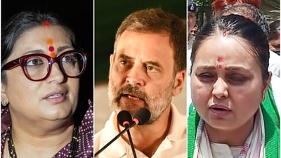 BJP's Smriti Irani, Rahul Gandhi of the Congress and RJD leader Rohini Acharya. (Agencies) BJP's Smriti Irani, Rahul Gandhi of the Congress and RJD leader Rohini Acharya. (Agencies)