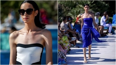 Most models wore swimsuits that exposed their shoulders, some had partially exposed midriffs, and others featured plunging necklines with body-hugging silhouettes. (Instagram) Most models wore swimsuits that exposed their shoulders, some had partially exposed midriffs, and others featured plunging necklines with body-hugging silhouettes. (Instagram)