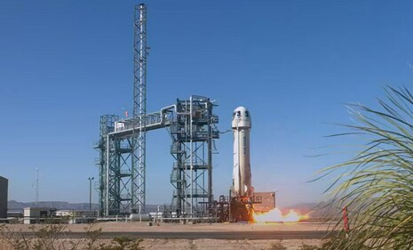 The New Shepard-25 was launched from the Launch Site One base in West Texas on Sunday, the company announced the flight on social media. (Blue Origin)