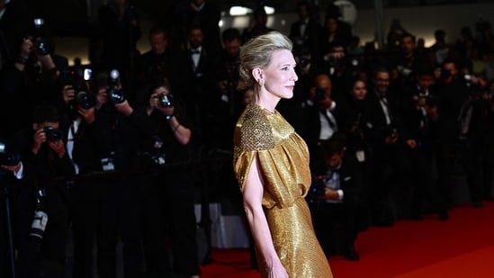 Australian actress, producer Cate Blanchett arrives for the screening of the film Rumours. She is 55.(AFP)