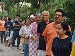 Thane, India - May ,20, 2024: Citizens are seen at the voting booth on Thane Ghodbunder Road Hiranandani Estate to vote ,in Thane, in Mumbai, India, on, Monday, May,20, 2024. ( Praful Gangurde / HT Photo )