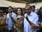Mukesh Ambani, wife Nita and son Akash cast their votes in Mumbai during the fifth phase of Lok Sabha elections.