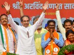 Mumbai: Shivsena (UBT) chief Uddhav Thackeray, the party leader and candidate from Mumbai South constituency Arvind Sawant and others during a public meeting at Kalachowki for the Lok Sabha elections, in Mumbai, Saturday, May 18, 2024. (PTI Photo) (PTI05_18_2024_000255B) Mumbai: Shivsena (UBT) chief Uddhav Thackeray, the party leader and candidate from Mumbai South constituency Arvind Sawant and others during a public meeting at Kalachowki for the Lok Sabha elections, in Mumbai, Saturday, May 18, 2024. (PTI Photo) (PTI05_18_2024_000255B)