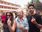 Bollywood actor Farhan Akhtar and film director Zoya Akhtar show their inked fingers after casting their votes during the fifth phase of Lok Sabha elections, in Mumbai, Monday, May 20, 2024. Bollywood actor Farhan Akhtar and film director Zoya Akhtar show their inked fingers after casting their votes during the fifth phase of Lok Sabha elections, in Mumbai, Monday, May 20, 2024.