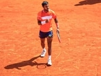 India's Sumit Nagal reacts after a point. India's Sumit Nagal reacts after a point.