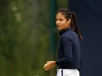 Britain's Emma Raducanu during a practice session