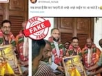 However, in the original image, AIMIM president Asaduddin Owaisi is seen holding a portrait of Bhimrao Ramji Ambedkar.