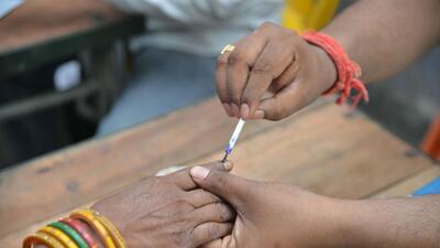 A voter gets finger marked before voting in the fifth phase of Lok Sabha elections. (PTI) A voter gets finger marked before voting in the fifth phase of Lok Sabha elections. (PTI)