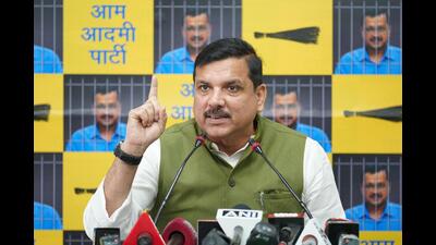 AAP leader Sanjay Singh was campaigning in Gurugram on Monday. (HT PHOTO) AAP leader Sanjay Singh was campaigning in Gurugram on Monday. (HT PHOTO)