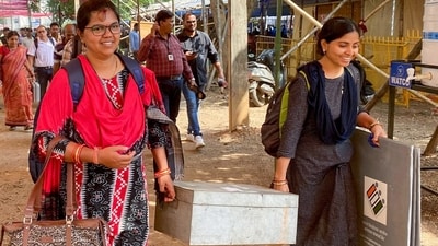 Polling officials leave for their respective polling stations carrying election materials on the eve of the fifth phase of Lok Sabha and the second phase of state assembly elections on Sunday. (OdishaCeo-X) Polling officials leave for their respective polling stations carrying election materials on the eve of the fifth phase of Lok Sabha and the second phase of state assembly elections on Sunday. (OdishaCeo-X)