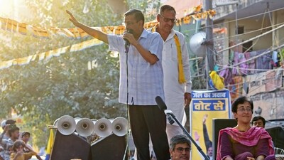 Delhi CM Arvind Kejriwal addresses a public meeting for the Lok Sabha elections, at Kalkaji in New Delhi on Sunday. Delhi CM Arvind Kejriwal addresses a public meeting for the Lok Sabha elections, at Kalkaji in New Delhi on Sunday.
