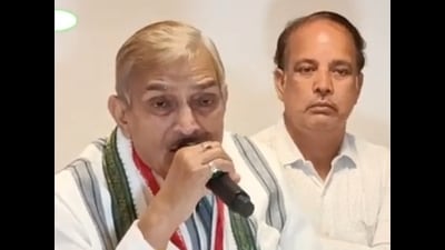 Congress leader Pramod Tiwari addressing a press conference on Monday. (HT Photo) Congress leader Pramod Tiwari addressing a press conference on Monday. (HT Photo)