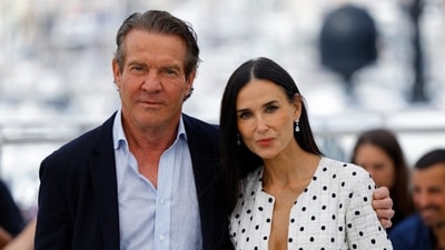 Demi Moore and Dennis Quaid pose during the photocall. The film features full frontal nudity and at the press meet, Demi said that she felt ‘very safe’ in the scenes with co-star Margaret Qualley. (REUTERS)