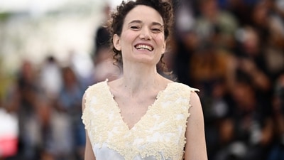French director Coralie Fargeat poses during a photocall for the film The Substance. at the 77th edition of the Cannes Film Festival. It is her second film, after 2017' Revenge. (AFP)