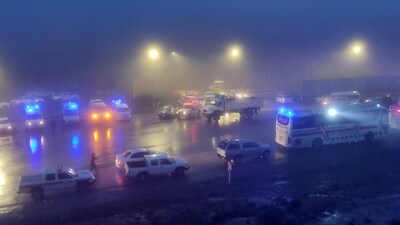 In this photo provided by Moj News Agency, rescue teams' vehicles are seen near the site of the incident of the helicopter carrying Iranian President Ebrahim Raisi in Varzaghan in northwestern Iran, Sunday, May 19, 2024. (via AP) In this photo provided by Moj News Agency, rescue teams' vehicles are seen near the site of the incident of the helicopter carrying Iranian President Ebrahim Raisi in Varzaghan in northwestern Iran, Sunday, May 19, 2024. (via AP)