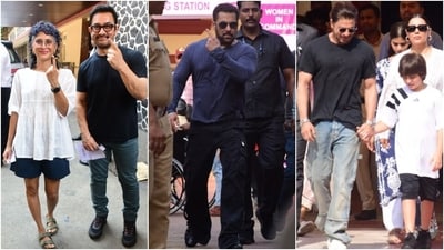 Aamir Khan, Salman Khan and Shah Rukh Khan voted at the Lok Sabha election with their families in tow. Aamir Khan, Salman Khan and Shah Rukh Khan voted at the Lok Sabha election with their families in tow.