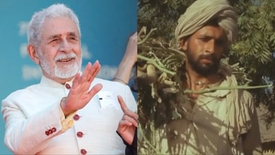(L) Naseeruddin Shah at Cannes Film Festival; actor in a still from Manthan. (L) Naseeruddin Shah at Cannes Film Festival; actor in a still from Manthan.