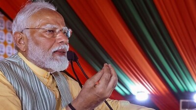 PM Modi on stock market: Prime Minister Narendra Modi addresses a public meeting for Lok Sabha polls, in Bishnupur, West Bengal. (PTI) PM Modi on stock market: Prime Minister Narendra Modi addresses a public meeting for Lok Sabha polls, in Bishnupur, West Bengal. (PTI)