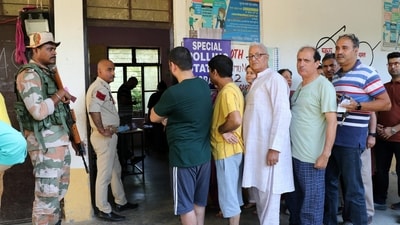 Voting is progressing in 49 constituencies in six states and two UTs in the fifth phase of Lok Sabha elections on Monday. (PTI) Voting is progressing in 49 constituencies in six states and two UTs in the fifth phase of Lok Sabha elections on Monday. (PTI)