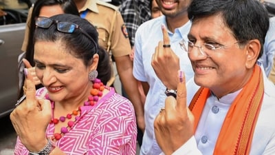 Piyush Goyal, the BJP nominee from Mumbai North seat, said the people of Mumbai are voting for a better future for the country. (PTI) Piyush Goyal, the BJP nominee from Mumbai North seat, said the people of Mumbai are voting for a better future for the country. (PTI)