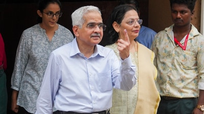 “I urge all the voters to vote…this is a right in our parliamentary democracy and everyone should exercise it,” Reserve Bank Governor Shaktikanta Das told news agency PTI after casting his vote at a polling centre near his official residence in south Mumbai. (PTI) “I urge all the voters to vote…this is a right in our parliamentary democracy and everyone should exercise it,” Reserve Bank Governor Shaktikanta Das told news agency PTI after casting his vote at a polling centre near his official residence in south Mumbai. (PTI)