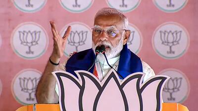 Prime Minister Narendra Modi addresses a public meeting for Lok Sabha elections in Cuttack on Monday. (PTI) Prime Minister Narendra Modi addresses a public meeting for Lok Sabha elections in Cuttack on Monday. (PTI)