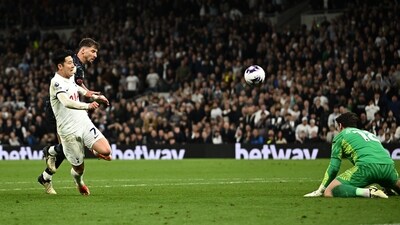 Manchester City's Stefan Ortega saves from Tottenham Hotspur's Son Heung-min. (REUTERS)
