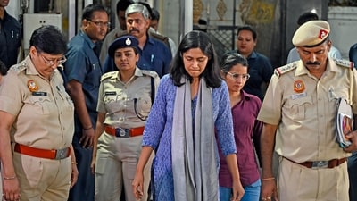 AAP MP Swati Maliwal leaves Delhi CM Arvind Kejriwal's residence after recreation of the May 13 incident by Police, in New Delhi. (ANI) AAP MP Swati Maliwal leaves Delhi CM Arvind Kejriwal's residence after recreation of the May 13 incident by Police, in New Delhi. (ANI)