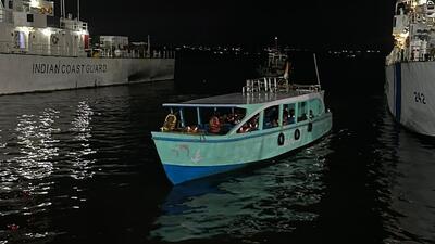 The tourist ferry boat Nerul Paradise after the rescue operation. (Photo from X)